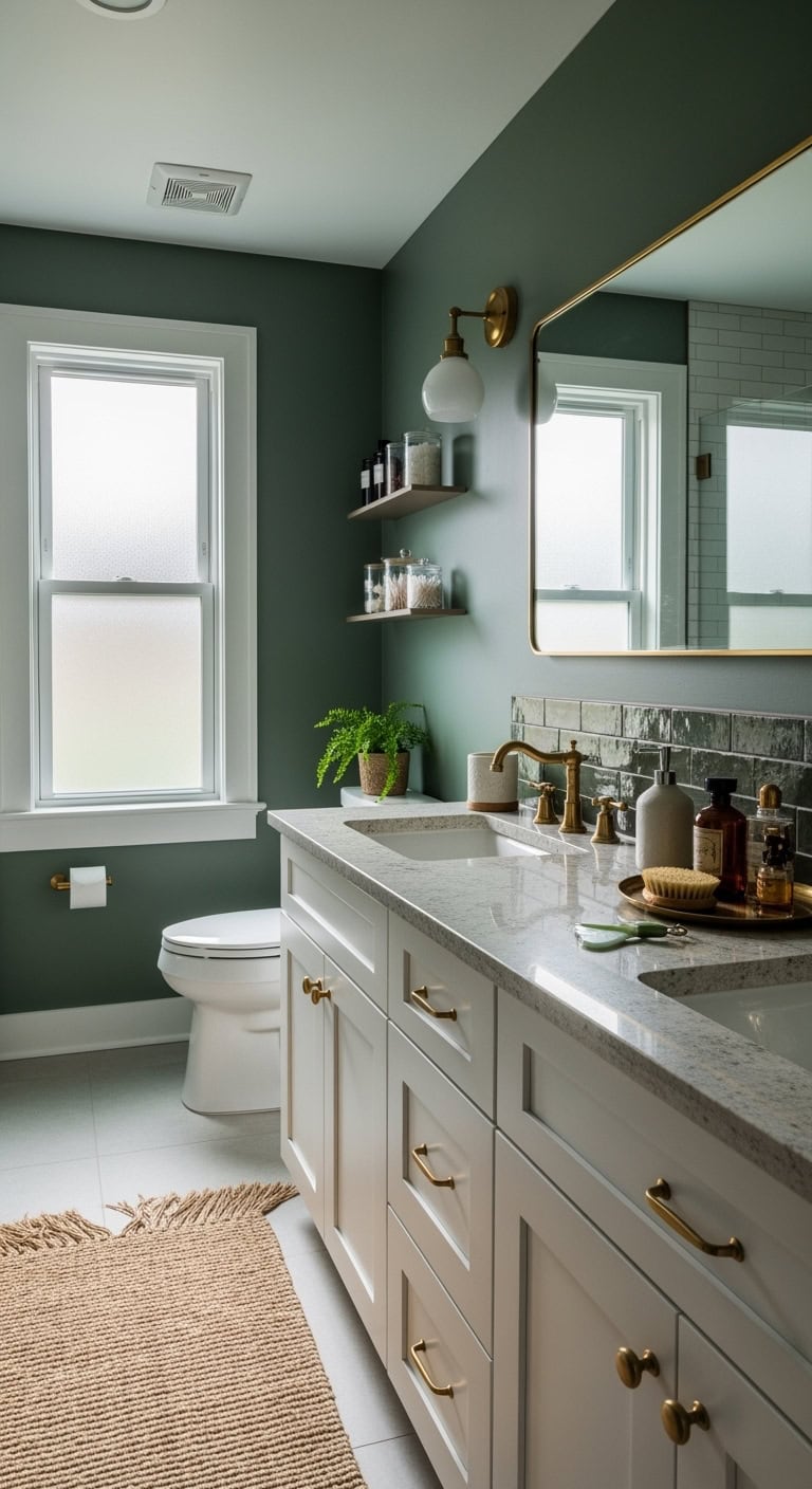 sophisticated vintage brass bathroom accents