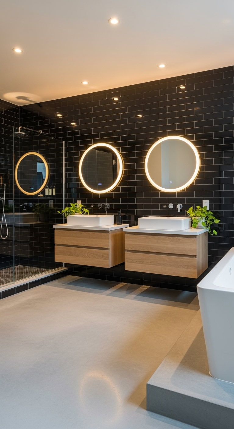 urban modern tan and black bathroom