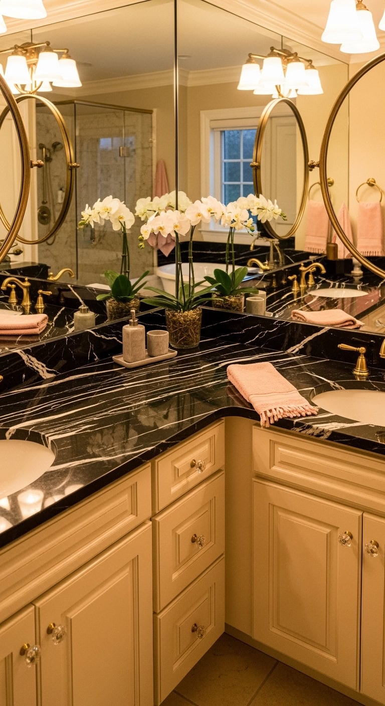 glamorous luxurious black marble countertop