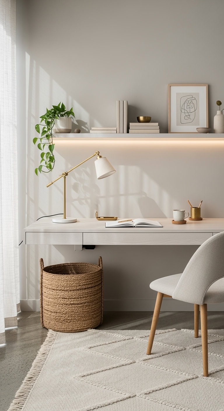 minimalist clutter free floating warm accented