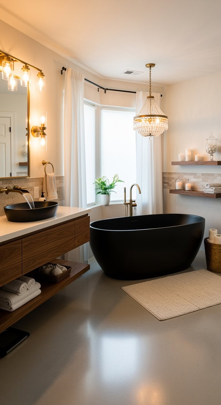 dramatic luxurious statement making bathroom centerpiece