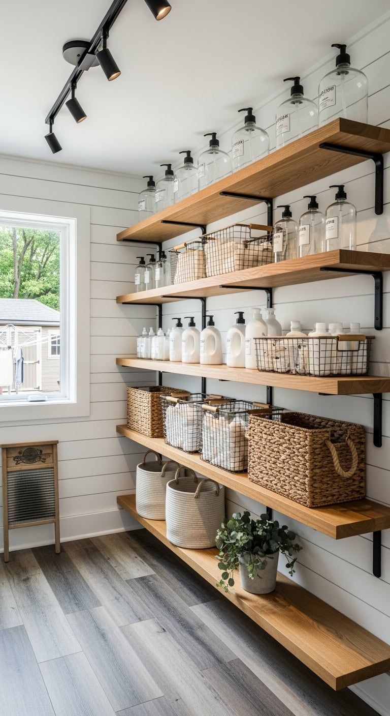 industrial farmhouse laundry storage