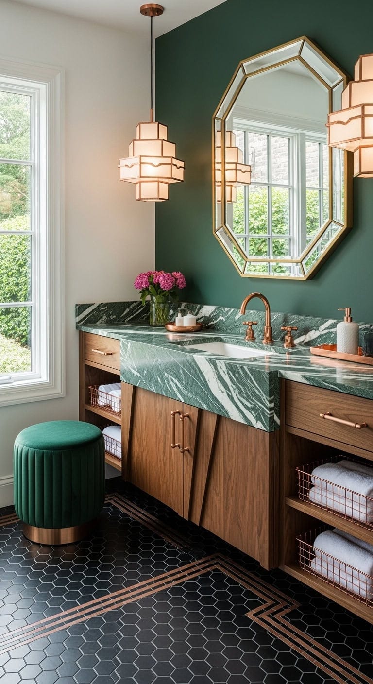 copper and emerald art deco