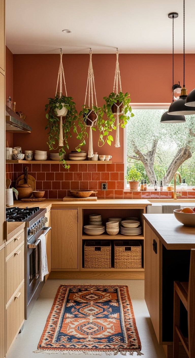 terracotta eclectic bohemian kitchen