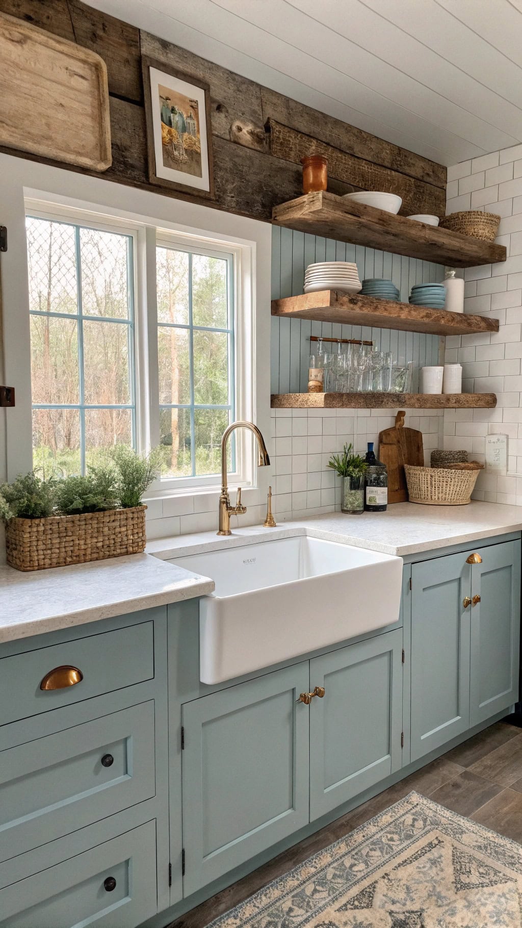 dusty blue wood combinations