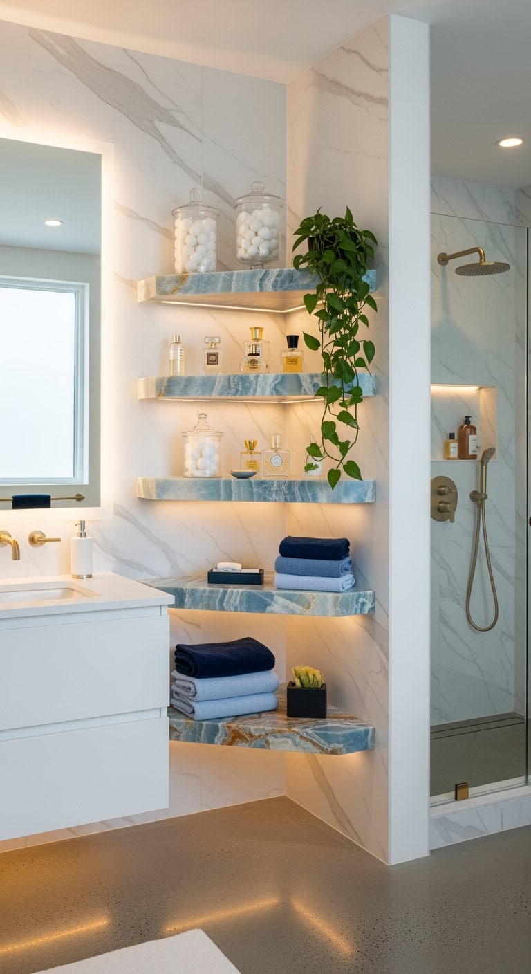 floating translucent styled rhythmic shelving