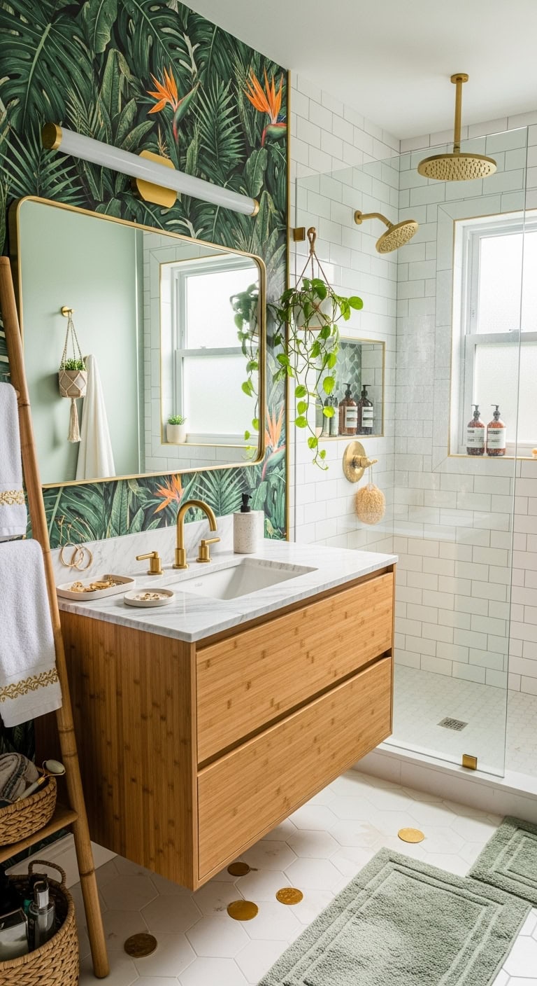 lush tropical bathroom sanctuary oasis