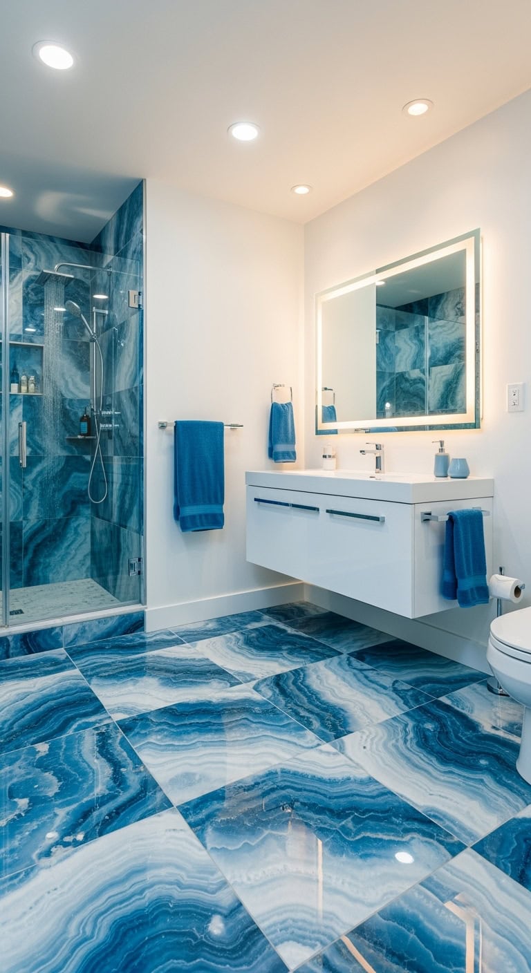 luminous serene underwater inspired bathroom flooring