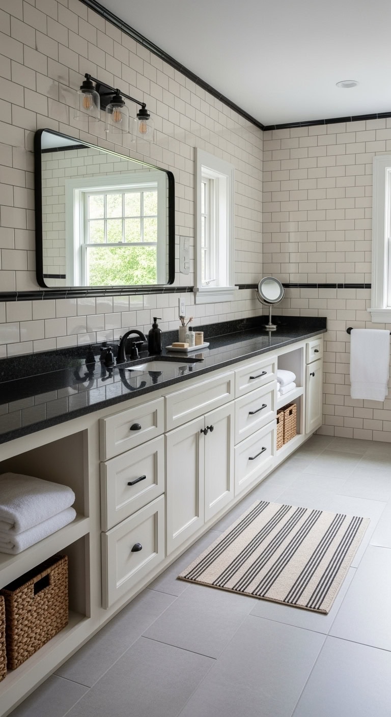 cream cabinets black granite