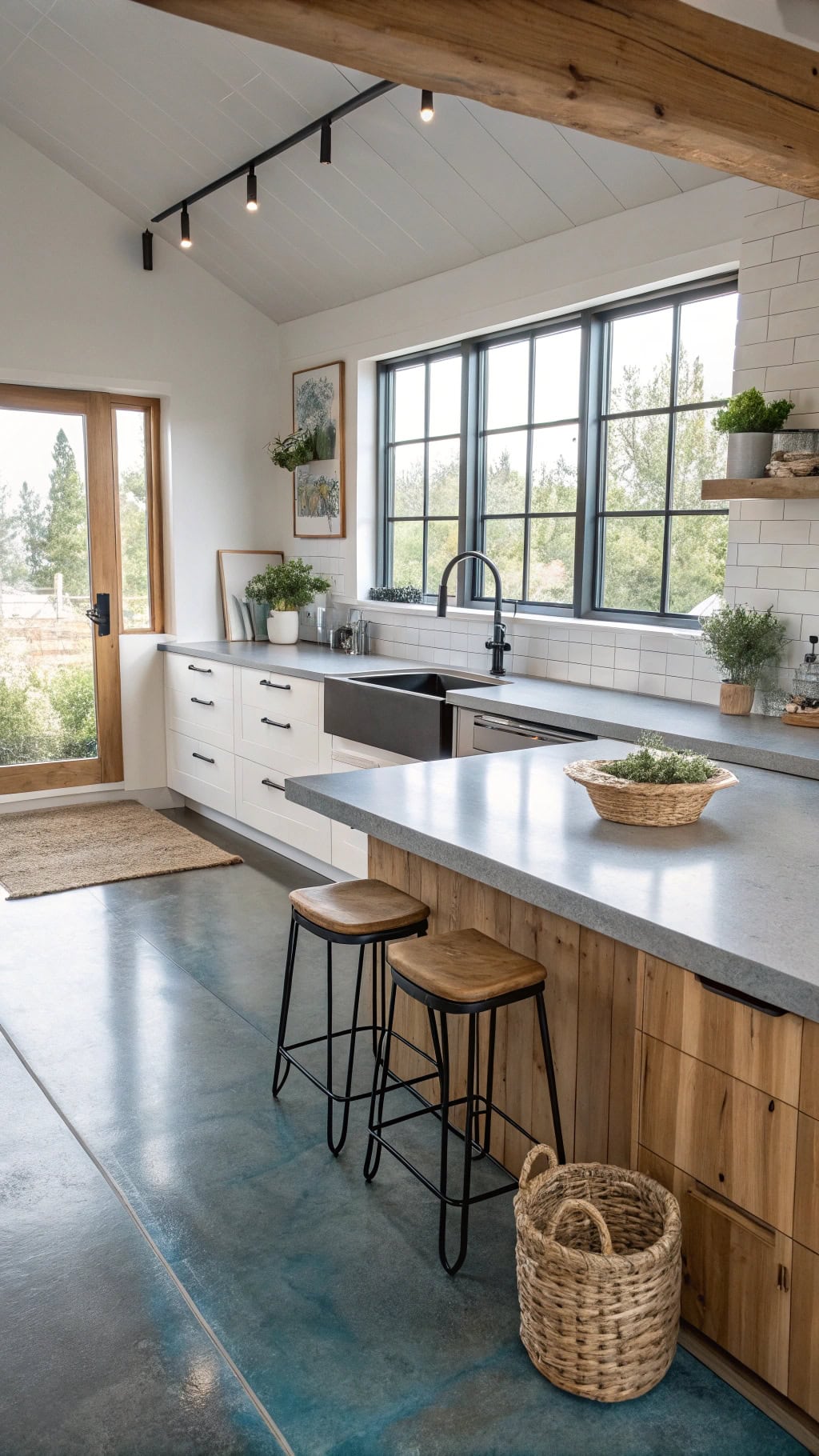 sleek industrial kitchen flooring