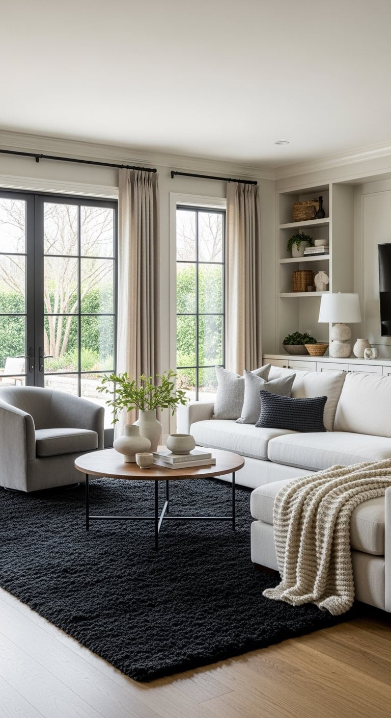 plush black shag livingroom