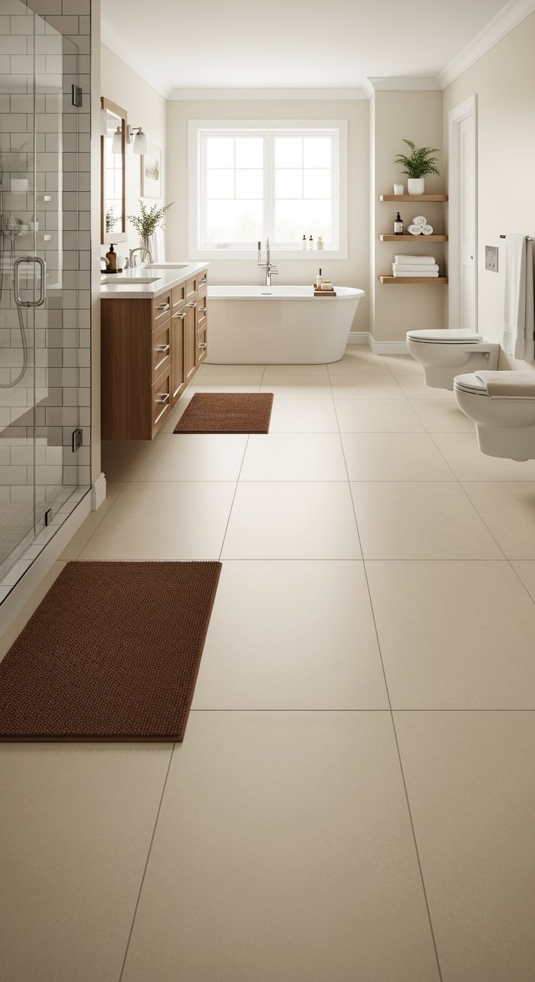durable spacious warm seamless bathroom floors