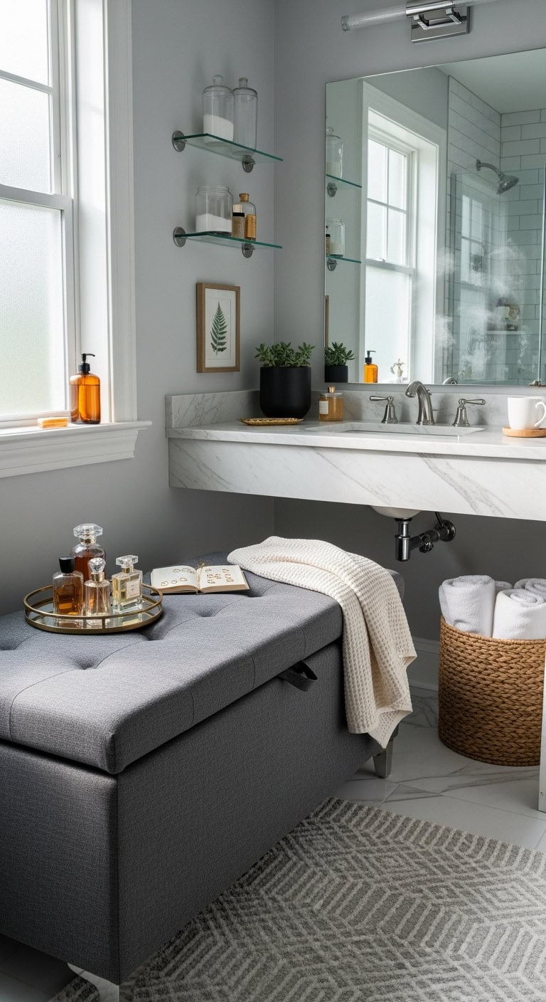 multifunctional charcoal storage ottoman benches