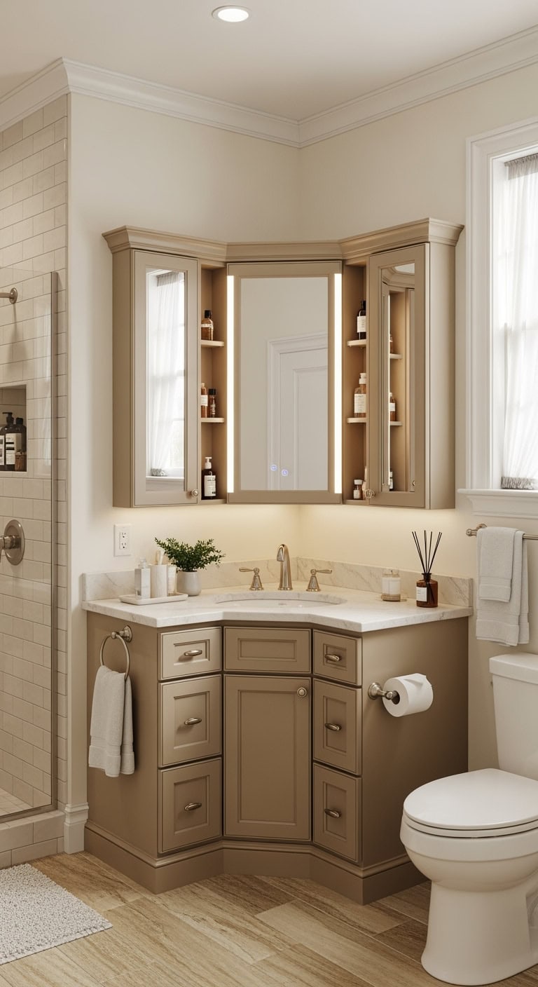 stylish storage with illuminated reflection