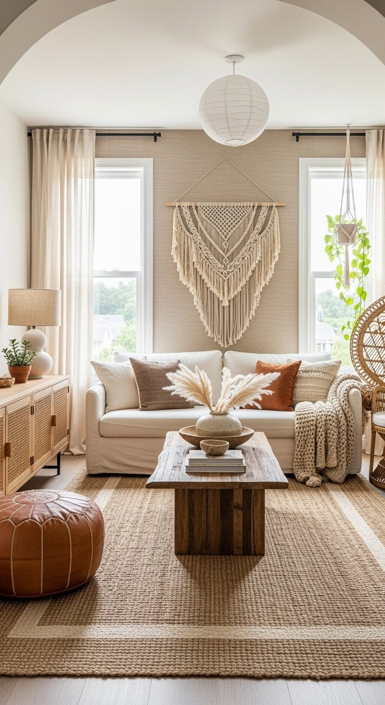 beige macrame natural textures