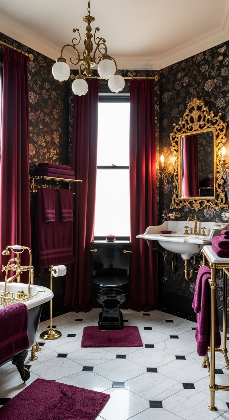 elegant and mysterious victorian inspired bathroom
