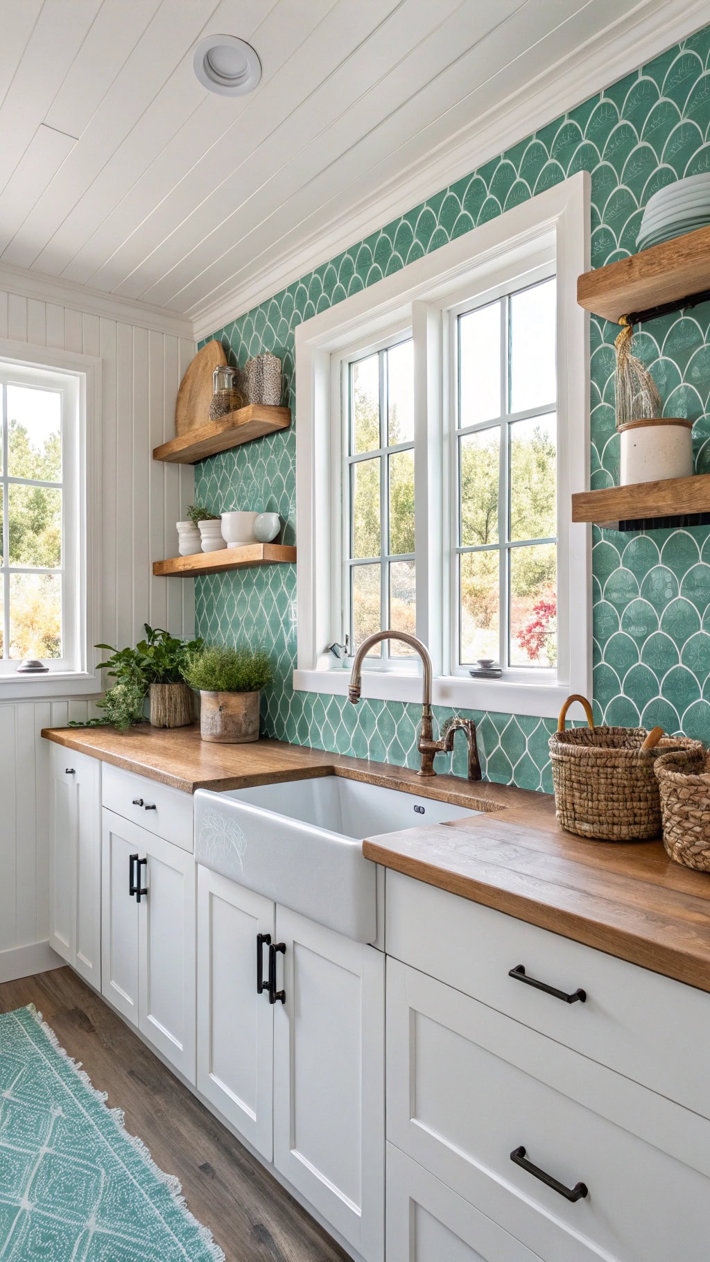 turquoise fish scale tiles