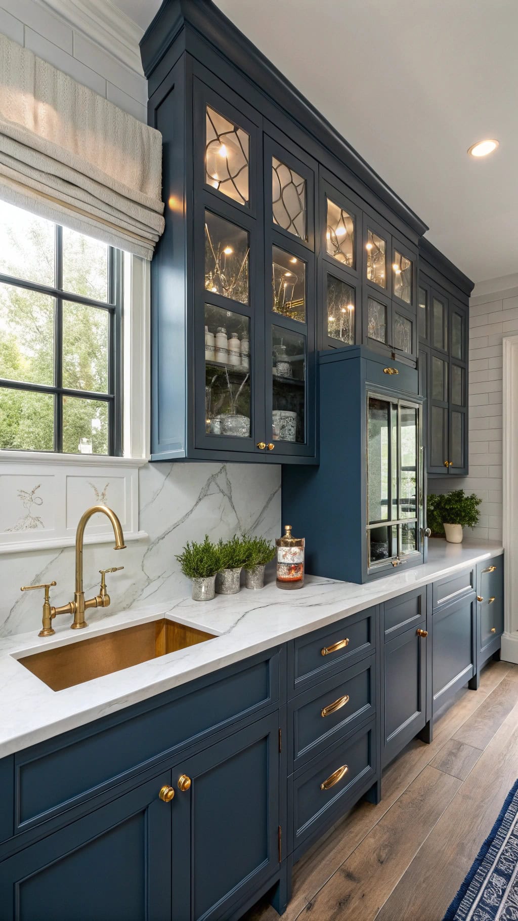 elegant blue pantry design