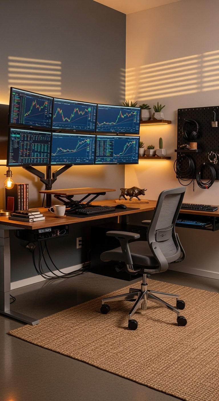 ergonomic multi monitor trading command center