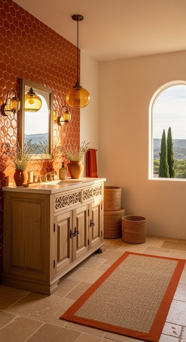 terracotta mediterranean warmth bathroom