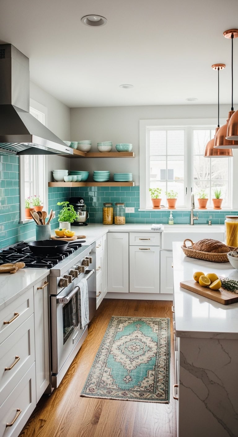 turquoise kitchen rug design patterns