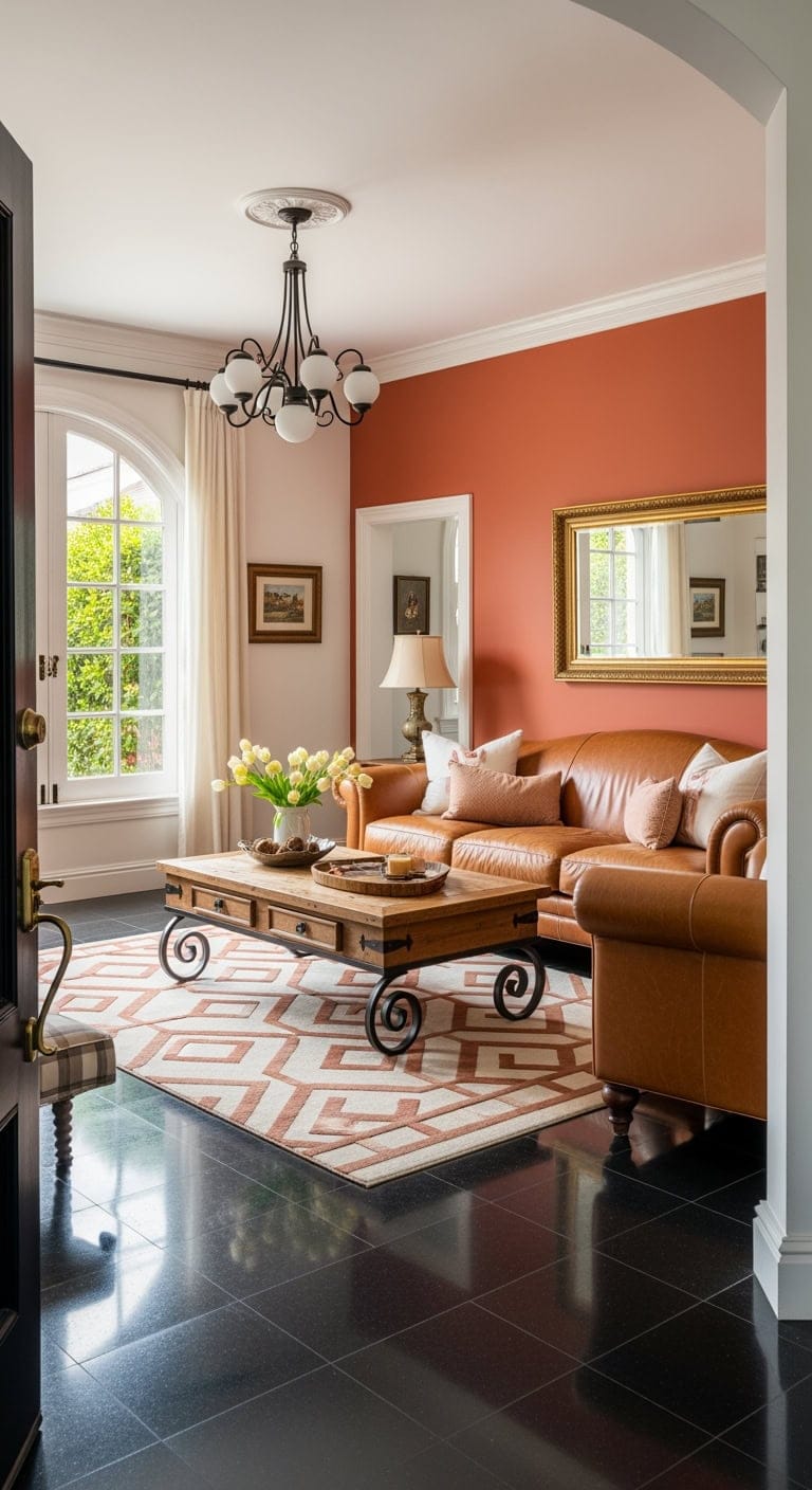 terra cotta meets black limestone