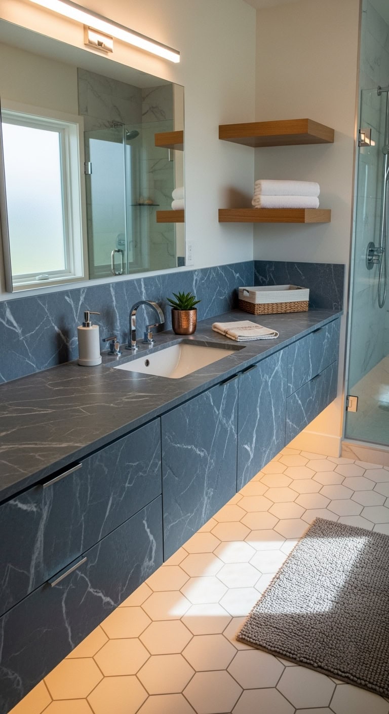 affordable luxe marble bathroom transformation