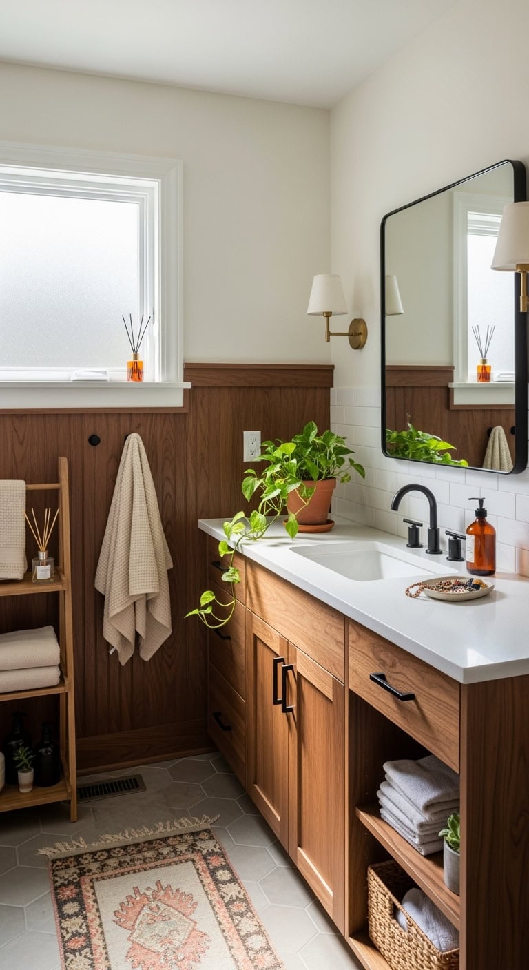 warm inviting spa like bathroom oasis