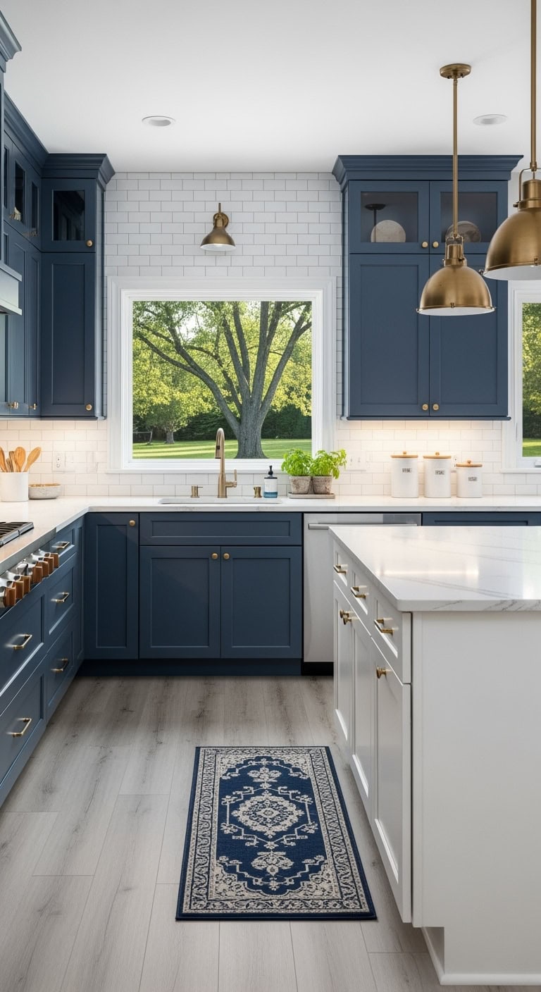 navy perimeter with quartz