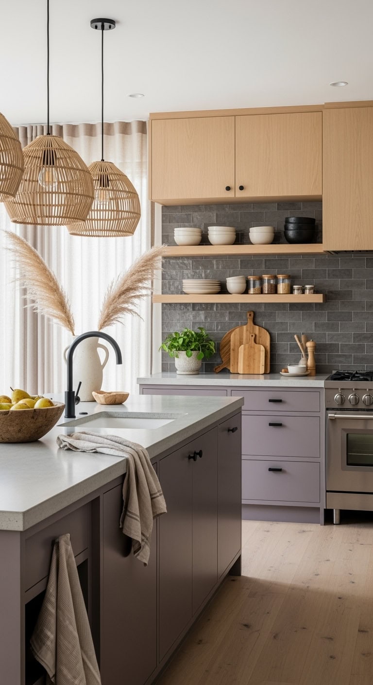 serene japandi plum kitchen