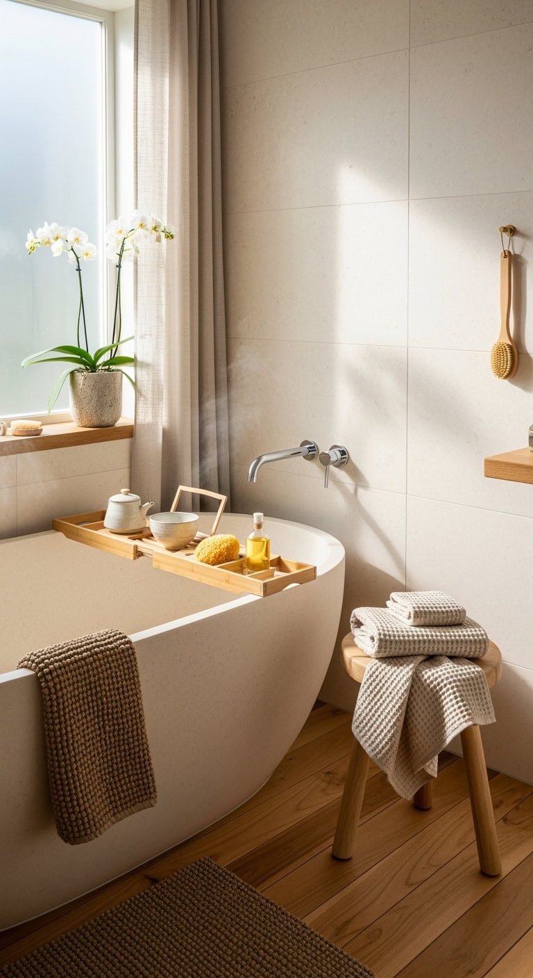 serene soothing spa like bathroom sanctuary