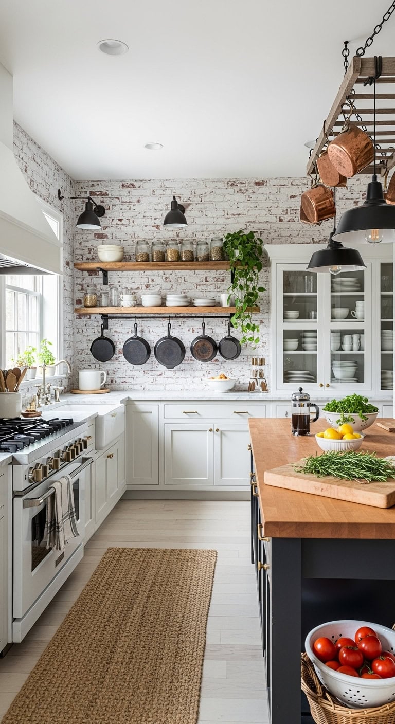 rustic cozy textured whitewashed brick