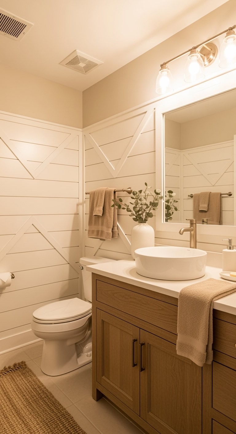 cozy farmhouse bathroom warmth