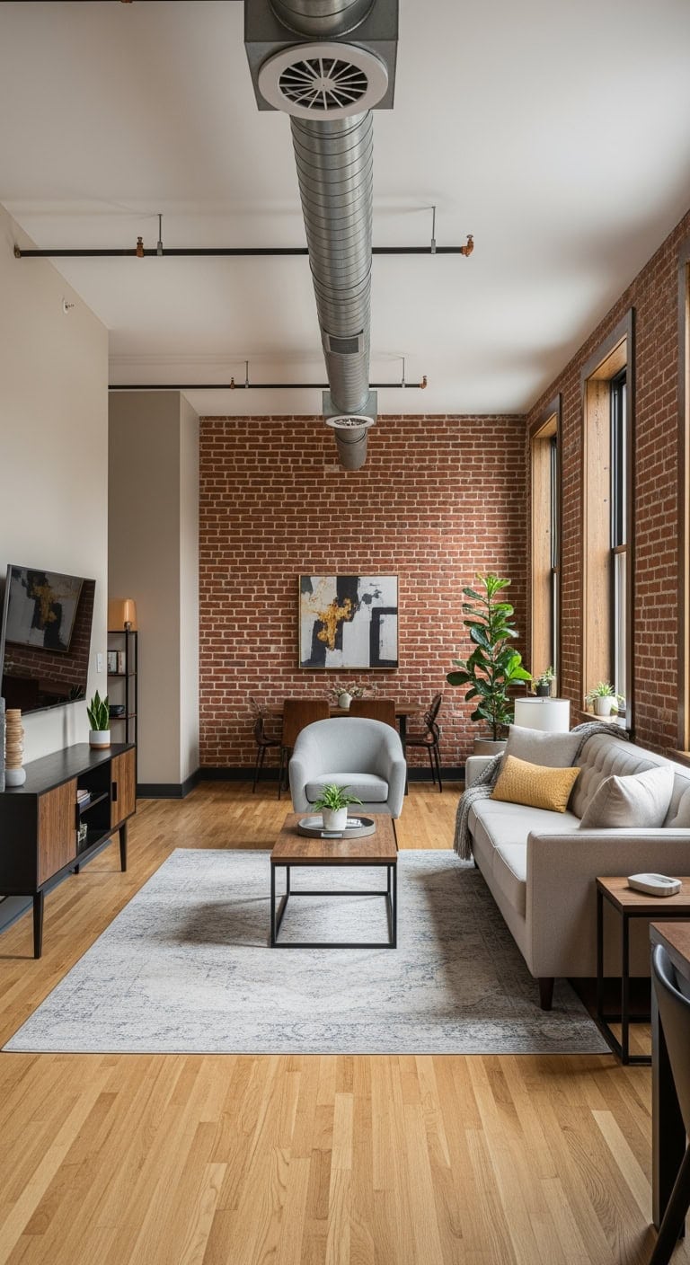 exposed brick industrial chic