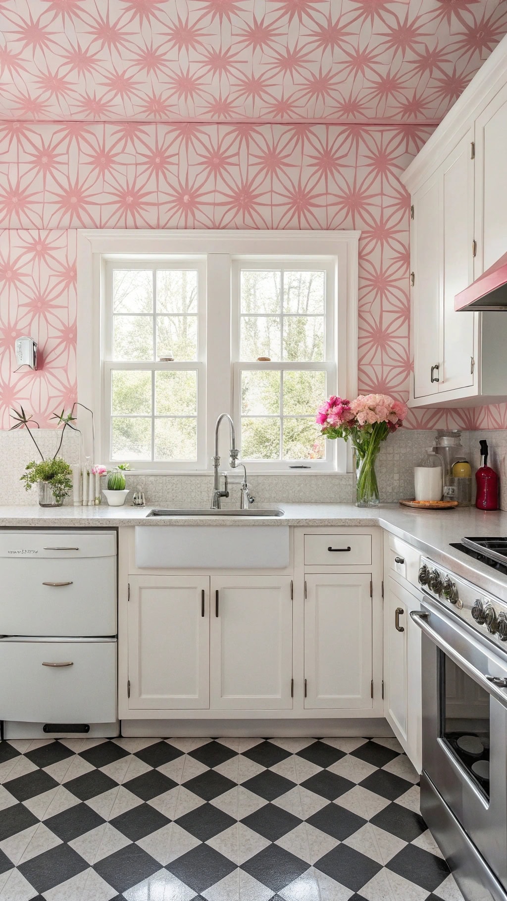 bubblegum pink retro kitchen