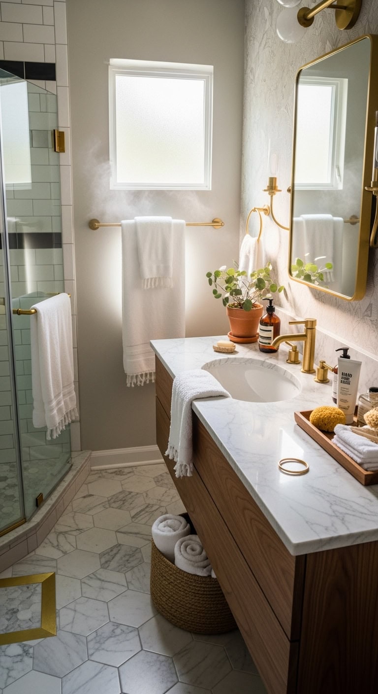 elegant luxurious bathroom gold accents