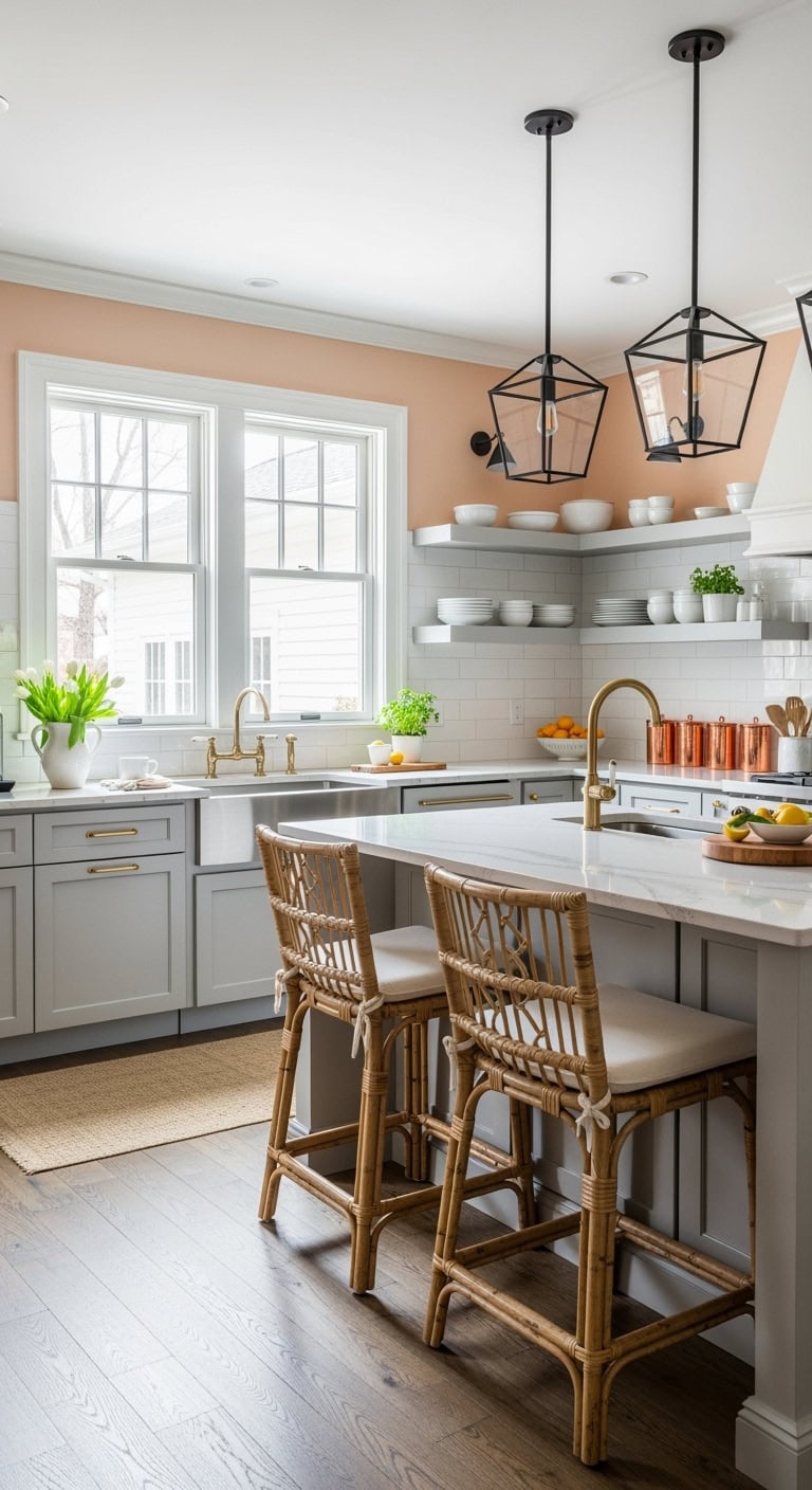transitional peach kitchen design