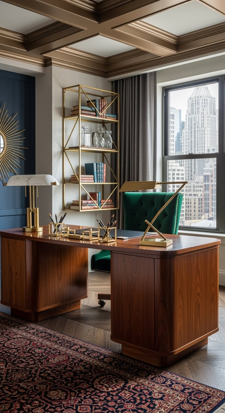 velvet gold walnut glamour