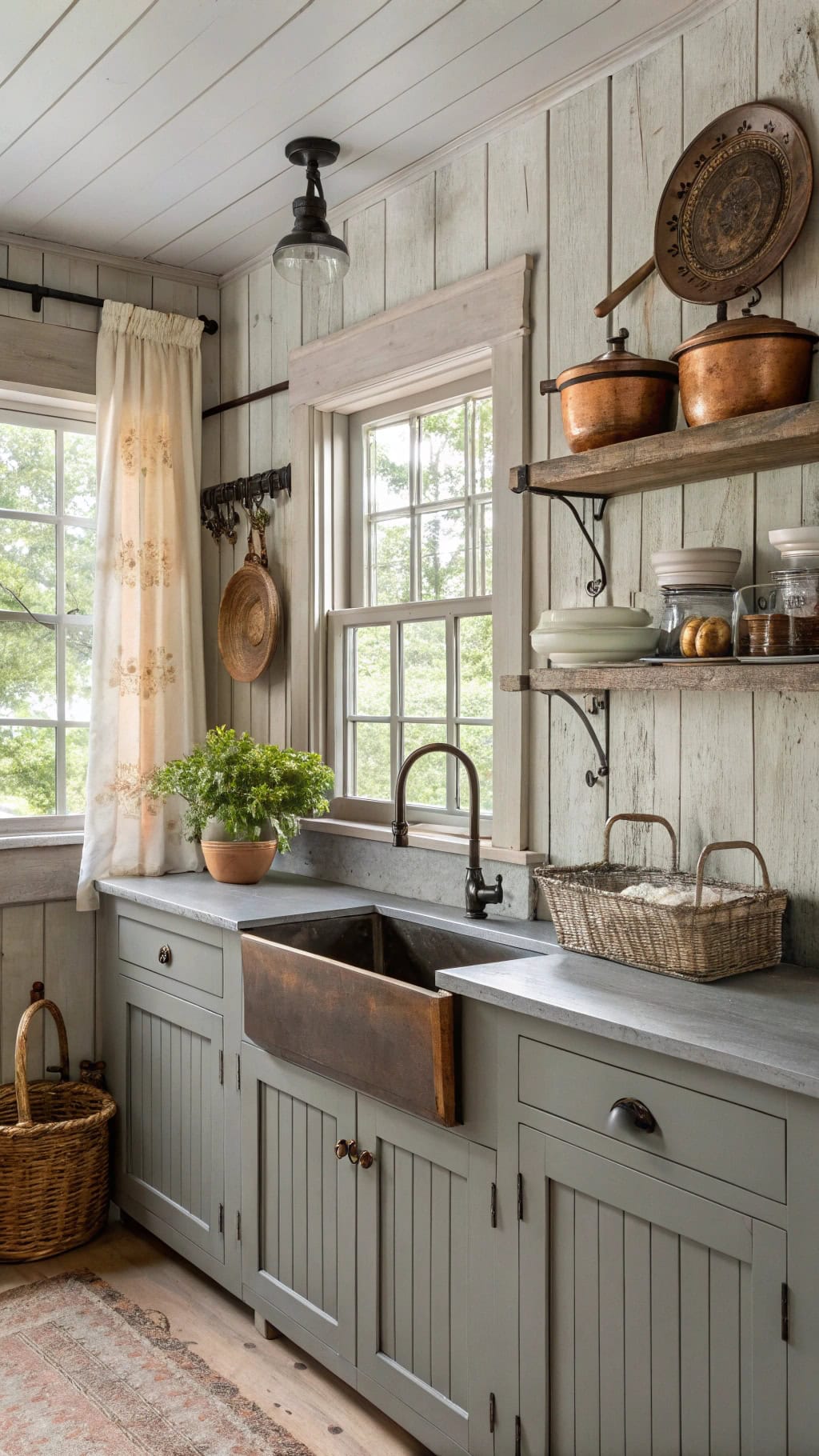 distressed beadboard kitchen charm