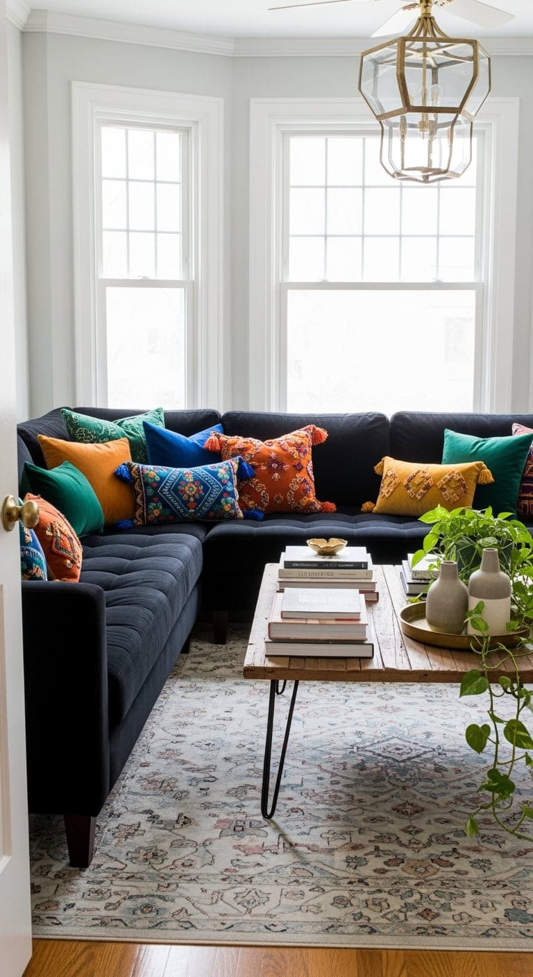 eclectic bohemian black sectional