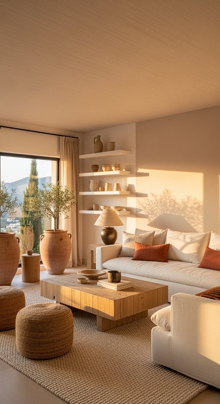 terracotta warmed mediterranean minimalist living