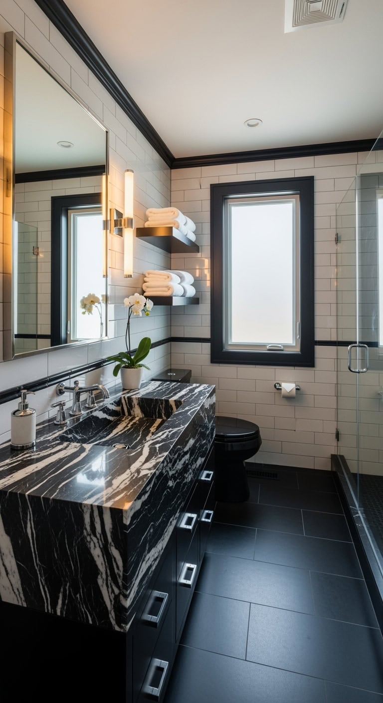 luxurious dramatic seamless captivating marble vanity