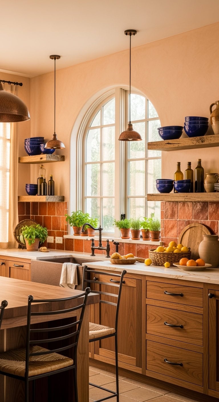 mediterranean peach kitchen vibes