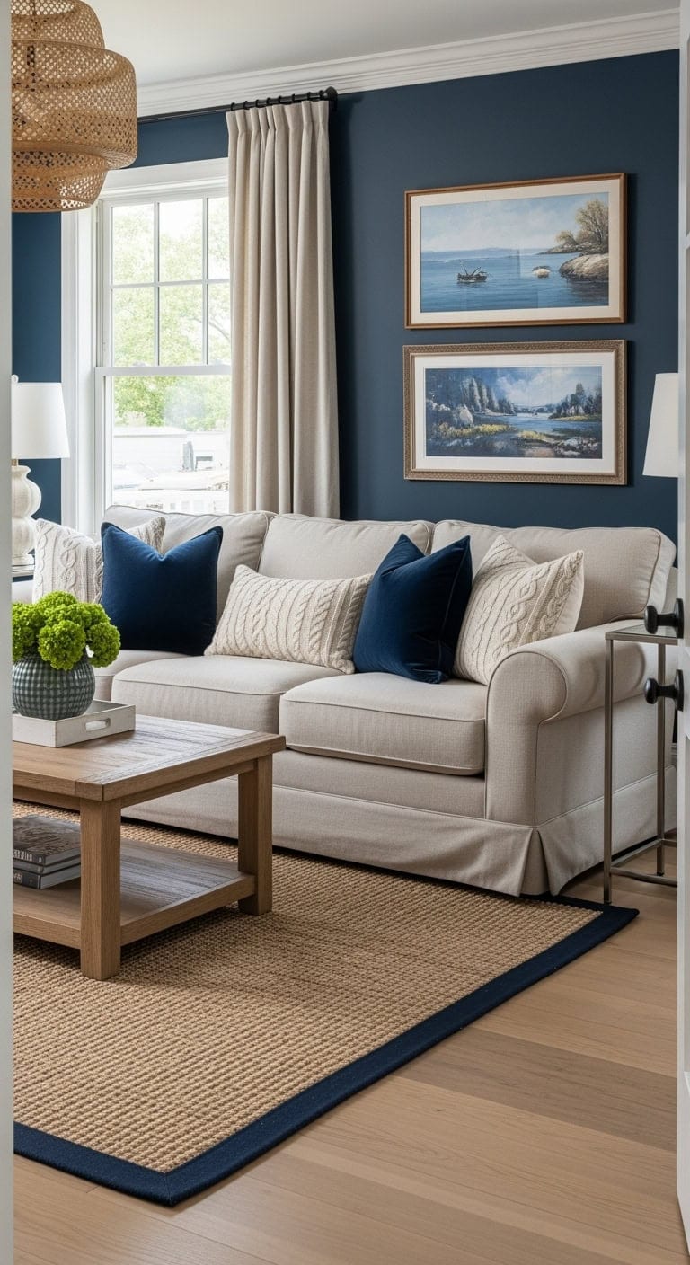 old money coastal navy beige