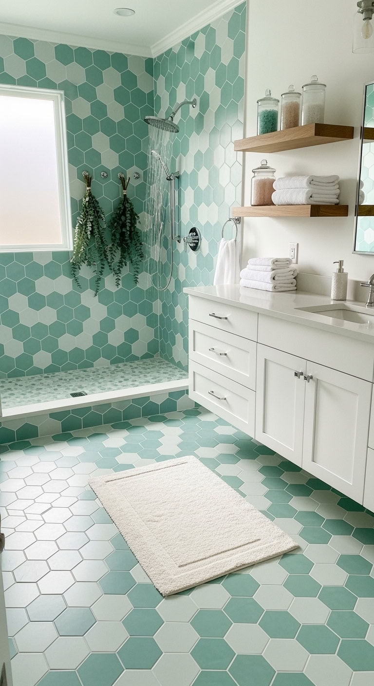 geometric aqua cozy organic