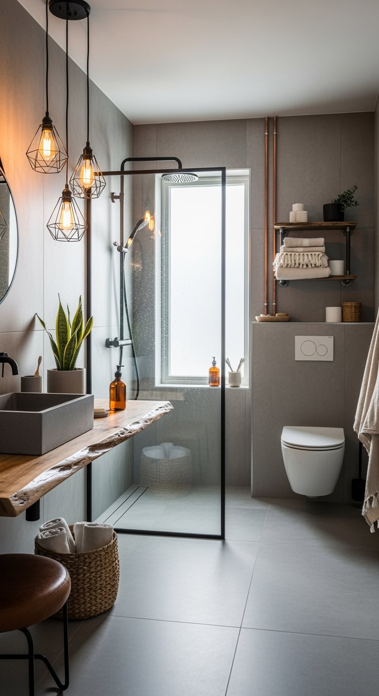 industrial chic concrete bathroom
