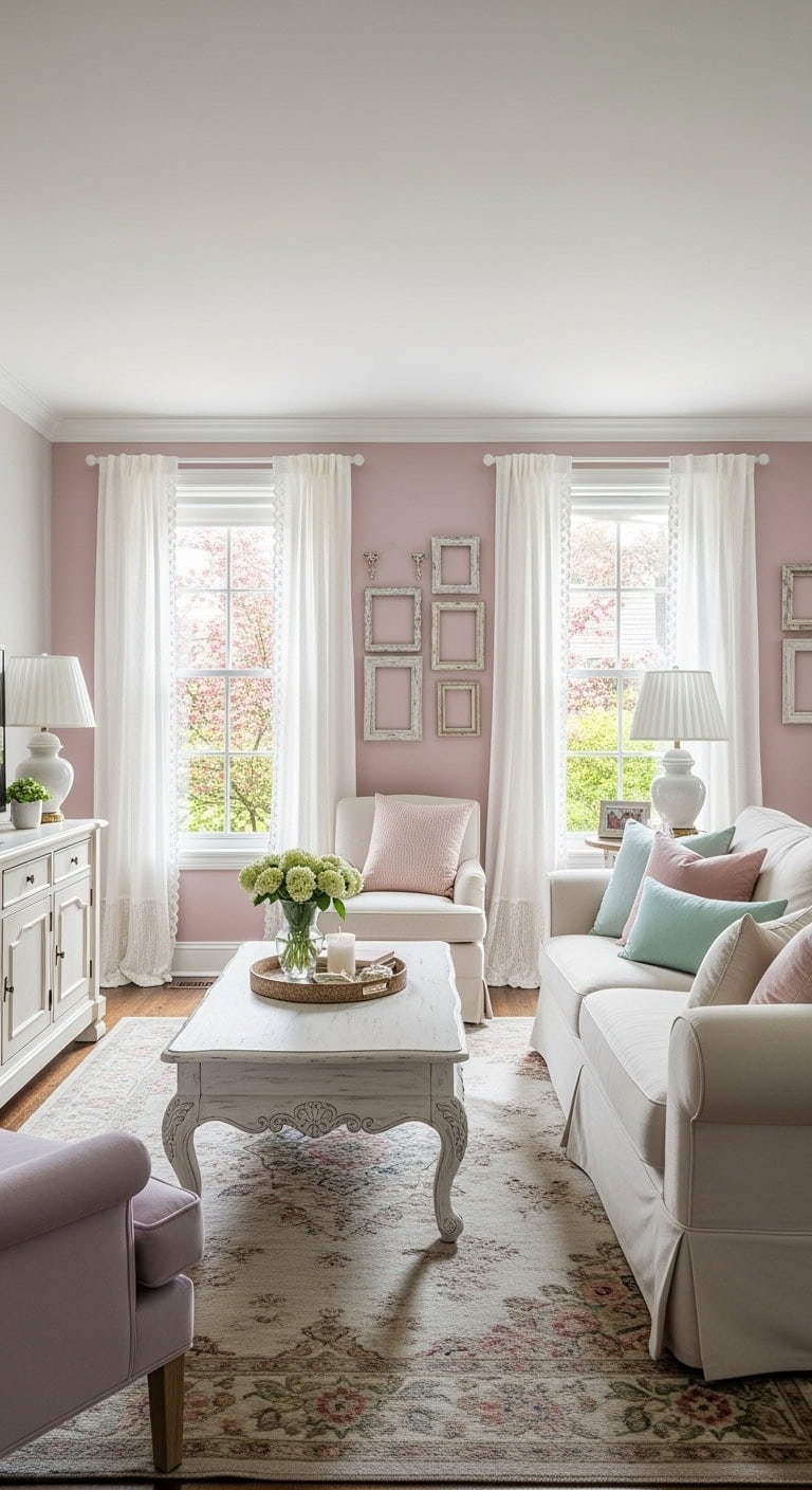 romantic pastel distressed cottage