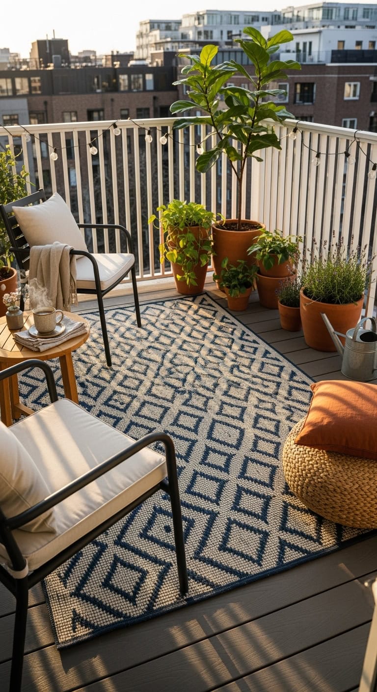 outdoor rugs transform balcony living