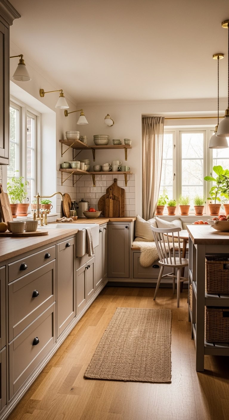 cozy scandinavian mocha kitchen