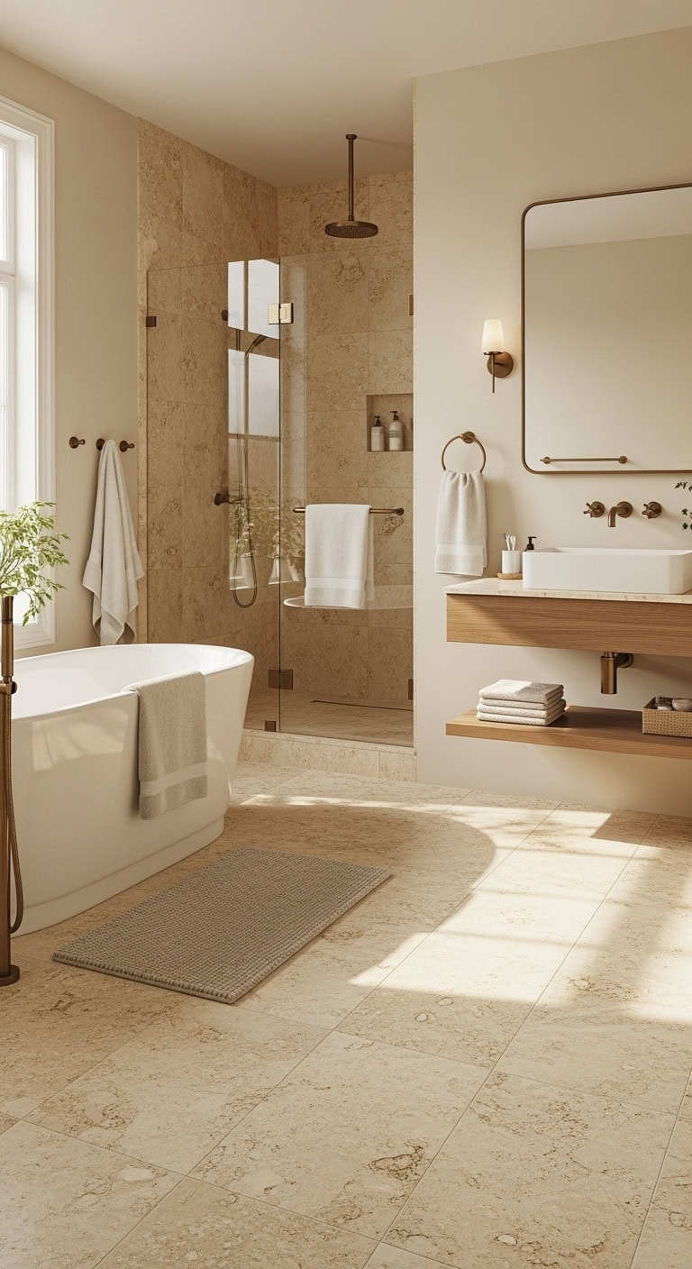 luxurious european charm bathroom flooring